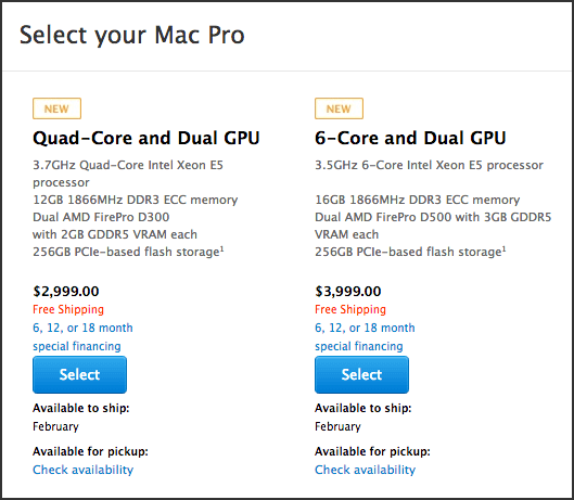 New Mac Pro Shipping Estimate