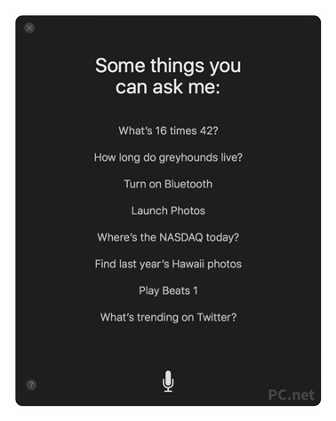 Mac OS 10.12.1 Siri Suggestions